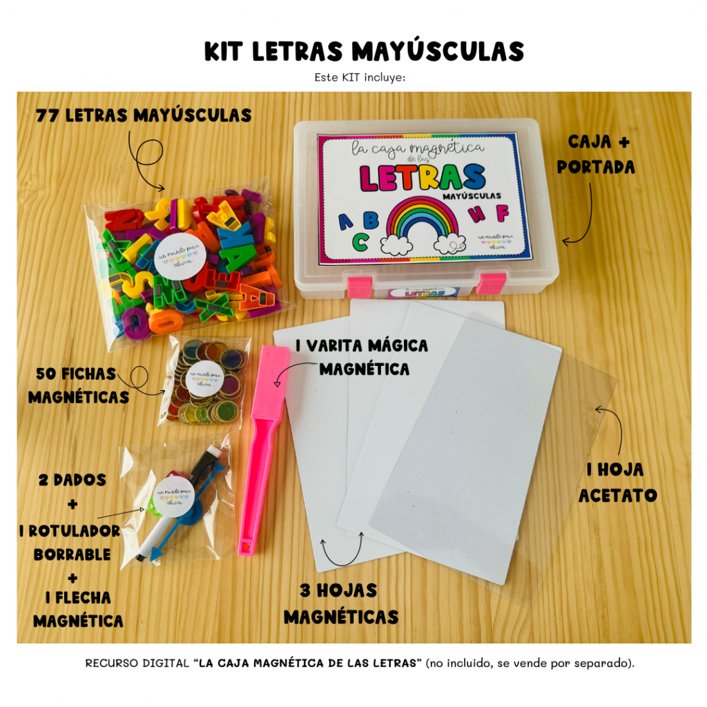 Kit Letras kit Caja magnética con letras y accesorios – Un mundo para educar