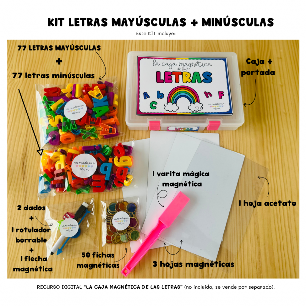 Kit Letras kit Caja magnética con letras y accesorios – Un mundo para educar